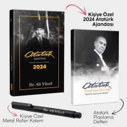 Kişiye Özel - Trablusgarp 2024 Atatürk Ajandası - Atatürk Planlama Defteri ve Metal Roller Kalem