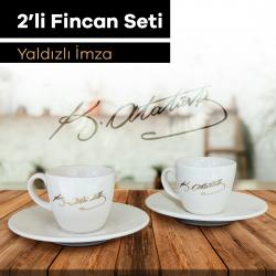 2li Kahve Fincanı Takımı - Yaldızlı İmza