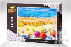 Plaj ve Renkli Şemsiyeler (1000 Parça) - Ahşap Puzzle Manzara Serisi - (MZ07-M)