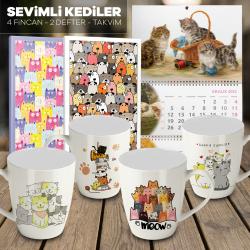 Sevimli Kediler 4 Kupa 2 Defter 1 Takvim -4