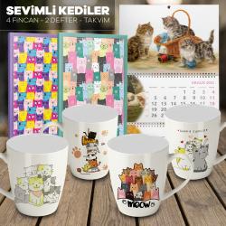 Sevimli Kediler 4 Kupa 2 Defter 1 Takvim -7