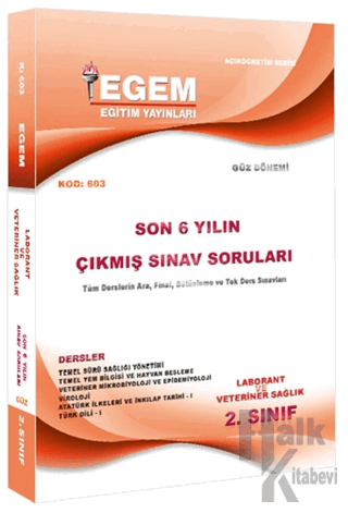 2. Sınıf Laborant ve Veteriner Sağlık (Güz Dönemi) Çıkmış Sınav Soruları (2012-2018) (3. Yarıyıl) (603)