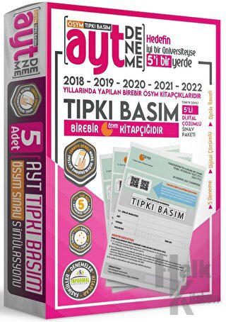 2023 AYT ÖSYM Çıkmış Soru Tıpkı Basım Türkiye Geneli Dijital Çözümlü 5li Paket Deneme