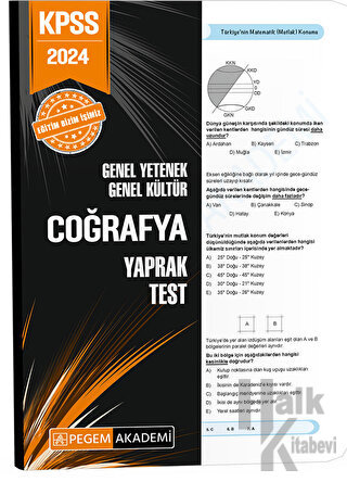 2024 KPSS Genel Yetenek Genel Kültür Coğrafya Yaprak Test - Halkkitabe