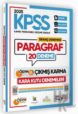 2025 KPSS Ön Lisans Paragraf ÖSYM Soru Havuzu 20li Çıkmış Dijital Çözümlü Deneme Sınavı