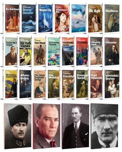 23 Dünya Klasiği ve Atatürk Temalı 64 Sayfa Çizgili Defter Seti -1 - H
