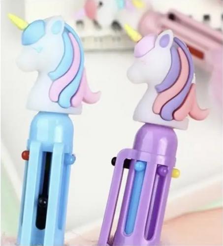 Peluşlu Unicorn 4 renk tükenmez kalem - Halkkitabevi