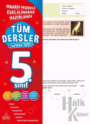 5. Sınıf Tüm Dersler Yaprak Test