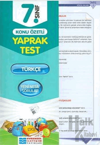 7. Sınıf Türkçe Konu Özetli Yaprak Test