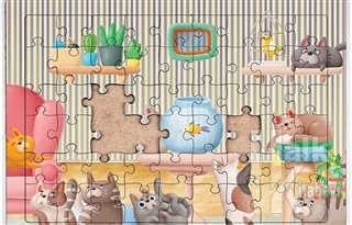 Akvaryum ve Kediler Ahşap Puzzle 54 Parça (LIV-01)