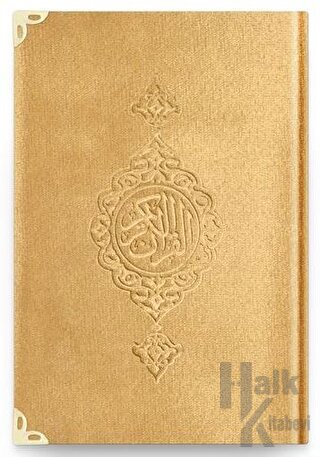 Cep Boy Kadife Kur'an-ı Kerim (Altın, Yaldızlı, Mühürlü) - 1036 Gold (Ciltli)