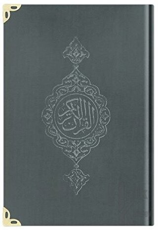 Cep Boy Kadife Kur'an-ı Kerim (Koyu Gri, Yaldızlı, Mühürlü) - 1025 Koyu Gri (Ciltli)
