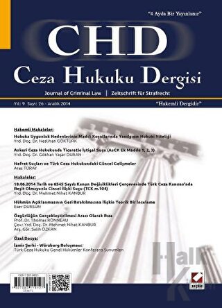 Ceza Hukuku Dergisi Sayı:26 Aralık 2014 - Halkkitabevi