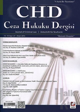 Ceza Hukuku Dergisi Sayı:27 - Nisan 2015 - Halkkitabevi