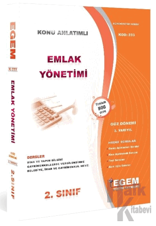 Emlak Yönetimi Konu Anlatımlı Soru Bankası-Güz Dönemi(3. Yarıyıl) Kod: