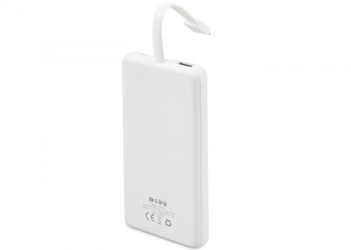 S-link IP-G19L 8000mAh 1 Usb Port 2 in 1 Kablo Powerbank Beyaz Gizli L