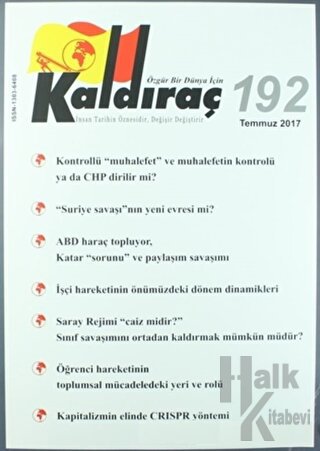 Kaldıraç Dergisi Sayı: 192 Temmuz 2017 - Halkkitabevi