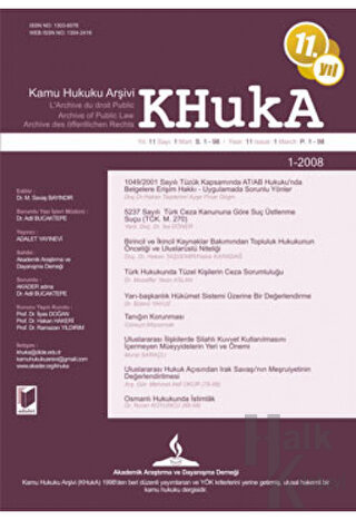 KHukA - Kamu Hukuku Arşivi Yıl:2008 Cilt:6 Sayı:1 - Halkkitabevi