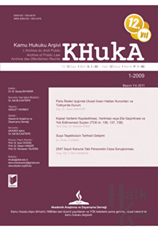 KHukA - Kamu Hukuku Arşivi Yıl:2009 Cilt:7 Sayı:1 - Halkkitabevi