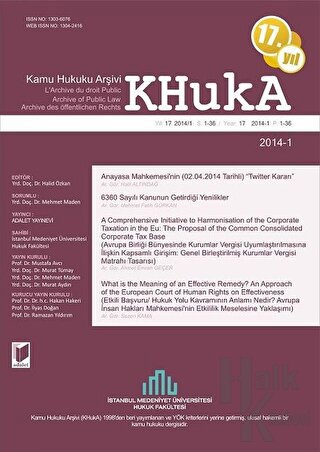 KHukA - Kamu Hukuku Arşivi Yıl:2014 Cilt:14 Sayı:1 - Halkkitabevi