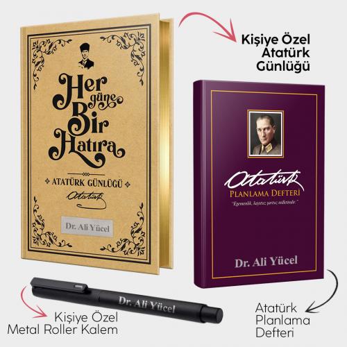 Kişiye Özel - Atatürk Günlüğü - Önder Mor Planlama Defteri ve Metal Roller Kalem
