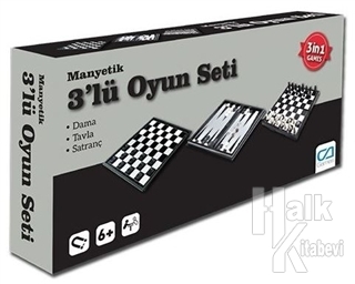 Manyetik 3'lü Oyun Seti (Tavla - Satranç - Dama) 12 Adet