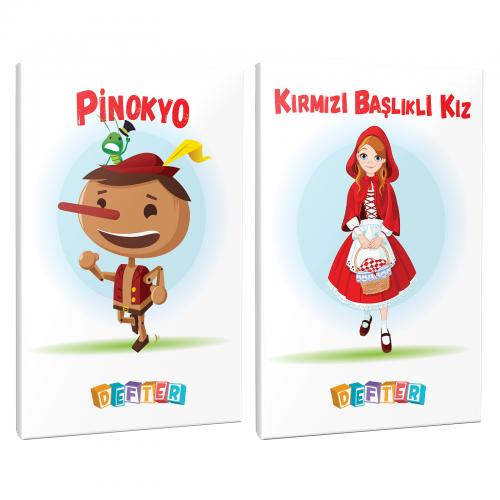 Pinokyo ve Kırmızı Başlıklı Kız 2'li 64 Sayfa 13,5x19,5 Okul Defteri Seti