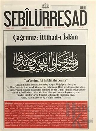 Sebilürreşad Dergisi Sayı: 1011 Kasım 2016 - Halkkitabevi