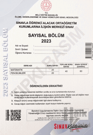 Sınav Kalitesinde 8. Sınıf LGS 2023 Tıpkı Basım Çıkmış Sorular ve Çözü