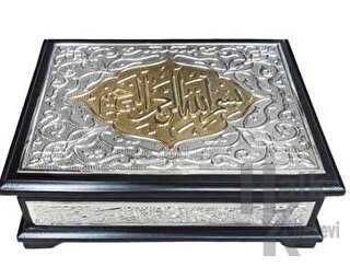 Yaldızlı Kaplama Gümüş Sandıklı Kur'an-ı Kerim (Hafız Boy) (Ciltli) - 