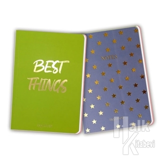 Yıldızlı Neon Twins Defter (2 Defter Takım)